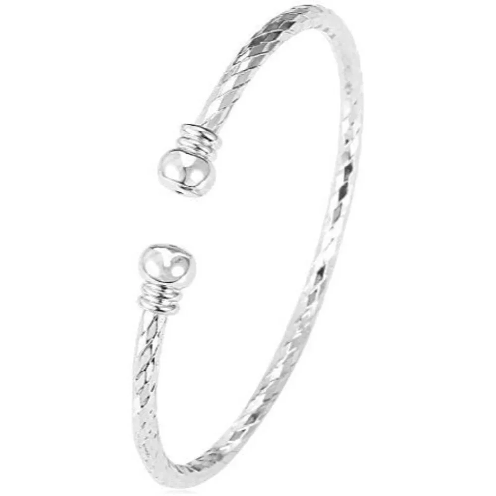 Women's Basic Platinum Simple 18k Real Gold Platinum Plated Fine Cuff Bracelets
